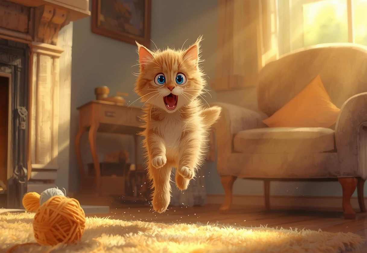 びっくりしている猫のイラスト